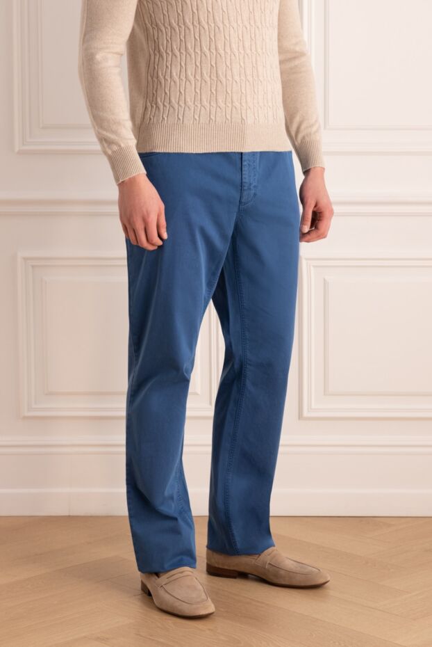 Zilli men's cotton trousers with decorative crocodile leather insert
167165 - photo 3
