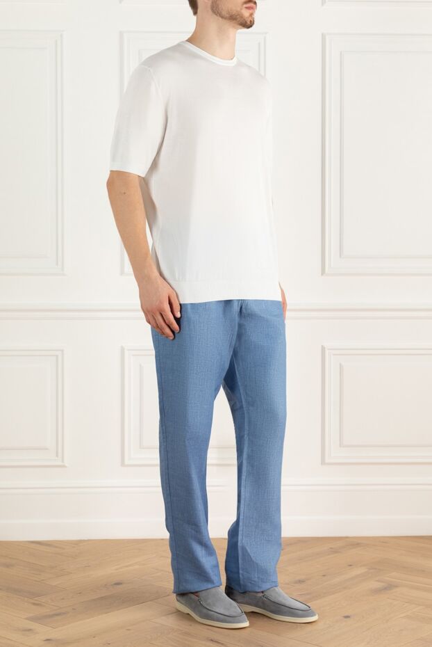 Zilli straight men's trousers made of blue linen
167194 - photo 2