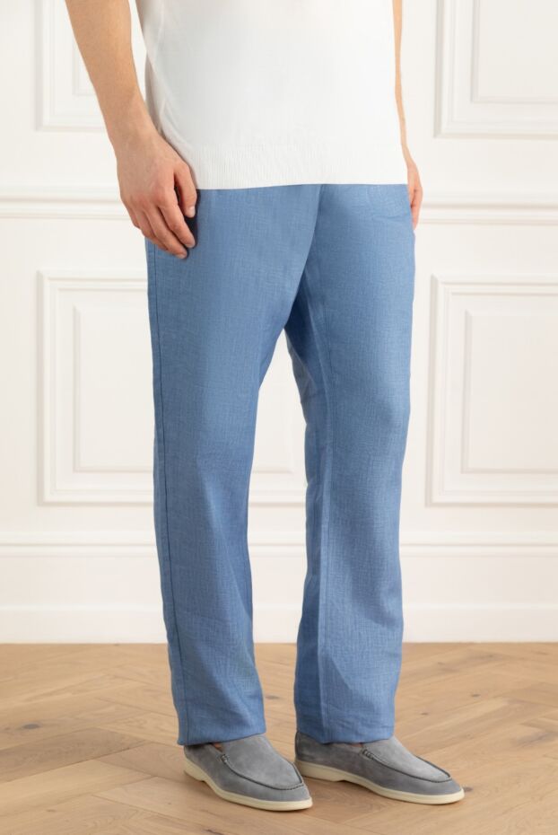 Zilli straight men's trousers made of blue linen
167194 - photo 3