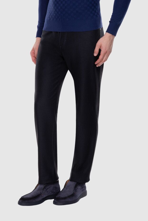 Zilli men's cashmere and cotton jeans in dark blue with slit pockets
 167233 - photo 3
