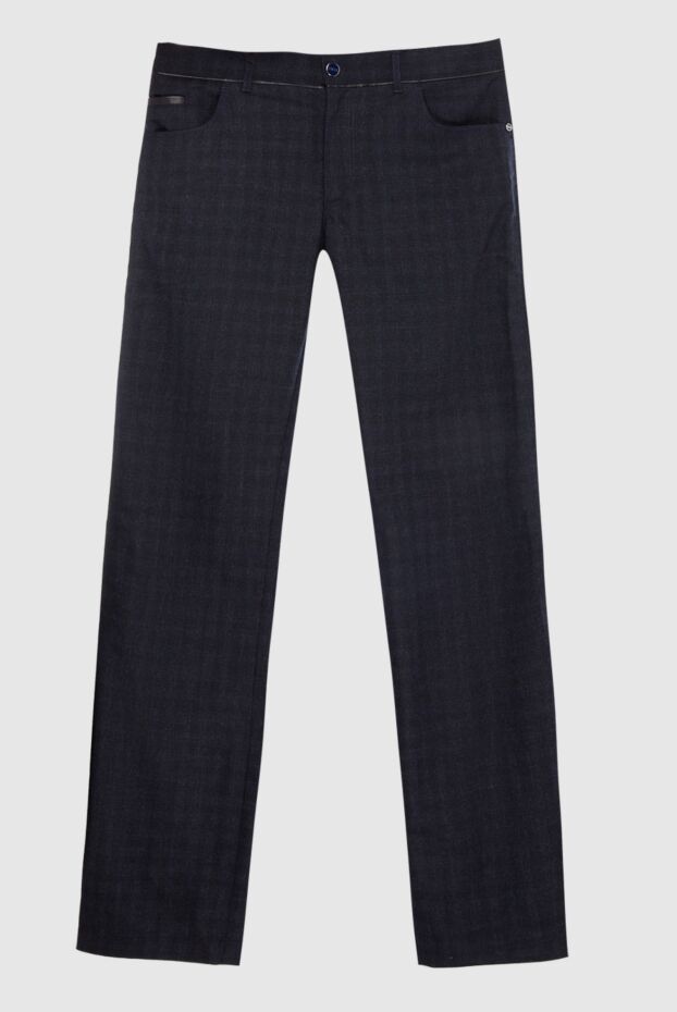 Zilli men's straight trousers in blue check made of wool 167236 - photo 1