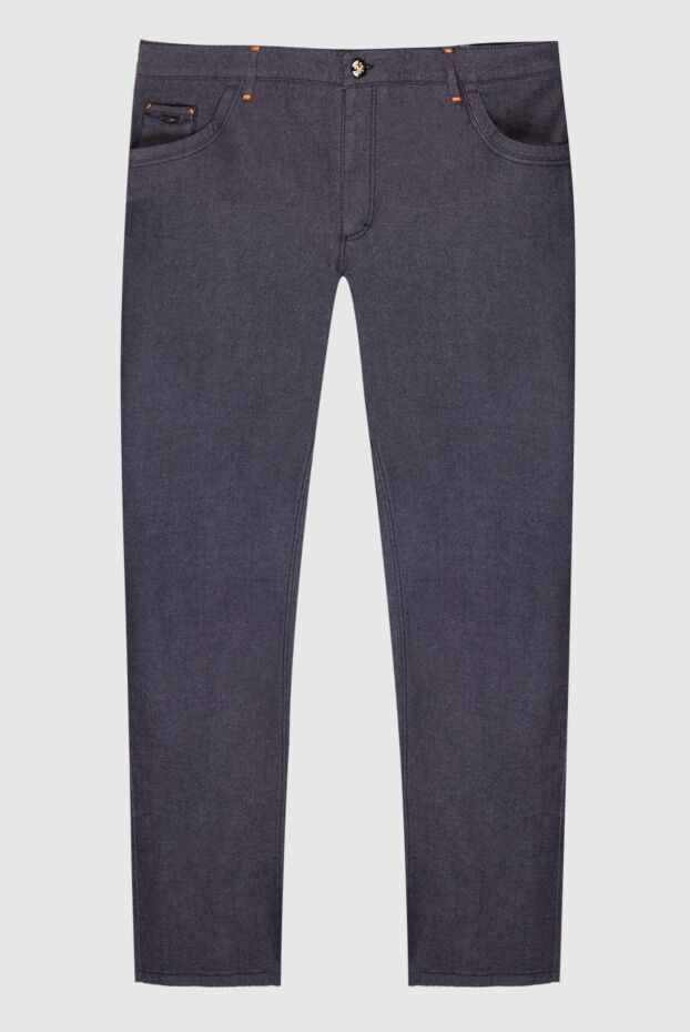 Zilli men's grey cotton jeans with contrast orange stitching
167261 - photo 1