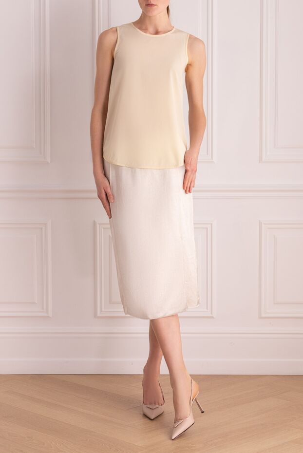 Tom Ford әйелдерге арналған ақ вискоза және зығыр юбка 167326 - фото 2