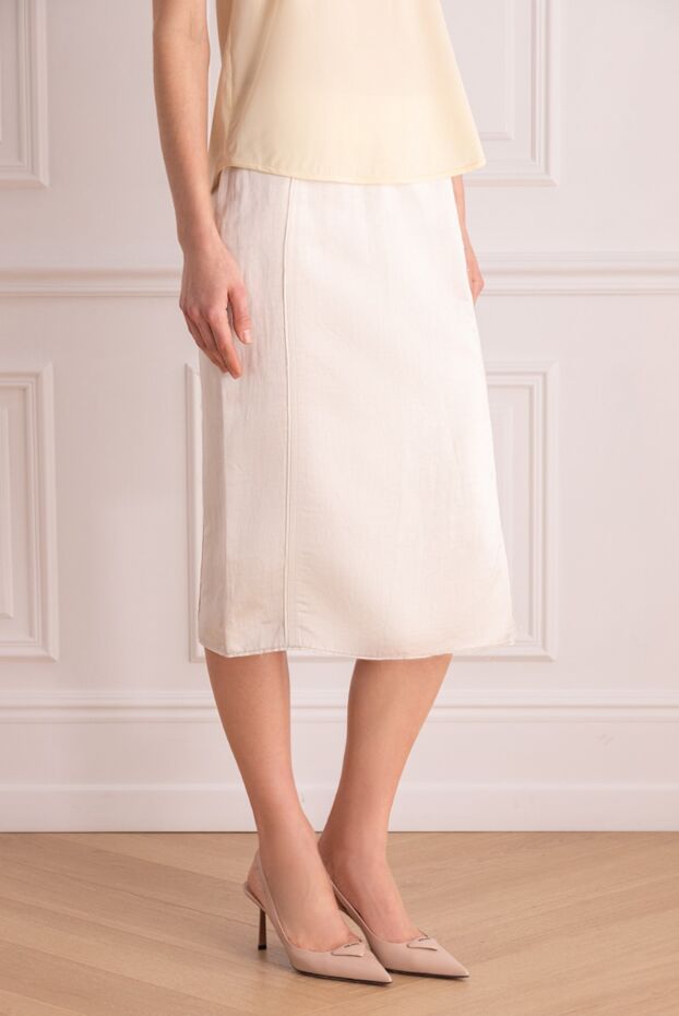 Tom Ford әйелдерге арналған ақ вискоза және зығыр юбка 167326 - фото 3