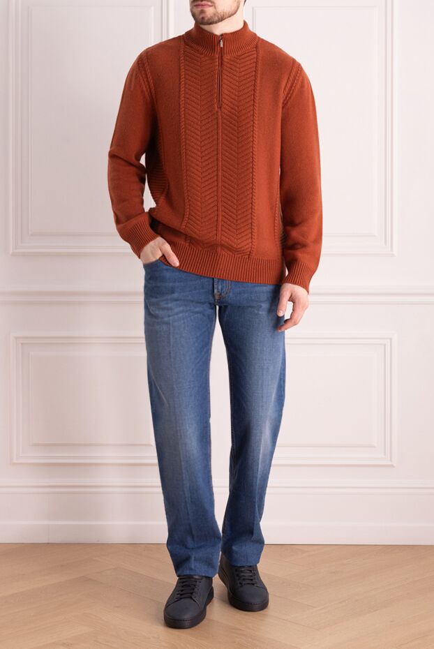Zilli troyer in cashmere and silk in brown with a voluminous pattern on the chest 167397 - photo 2