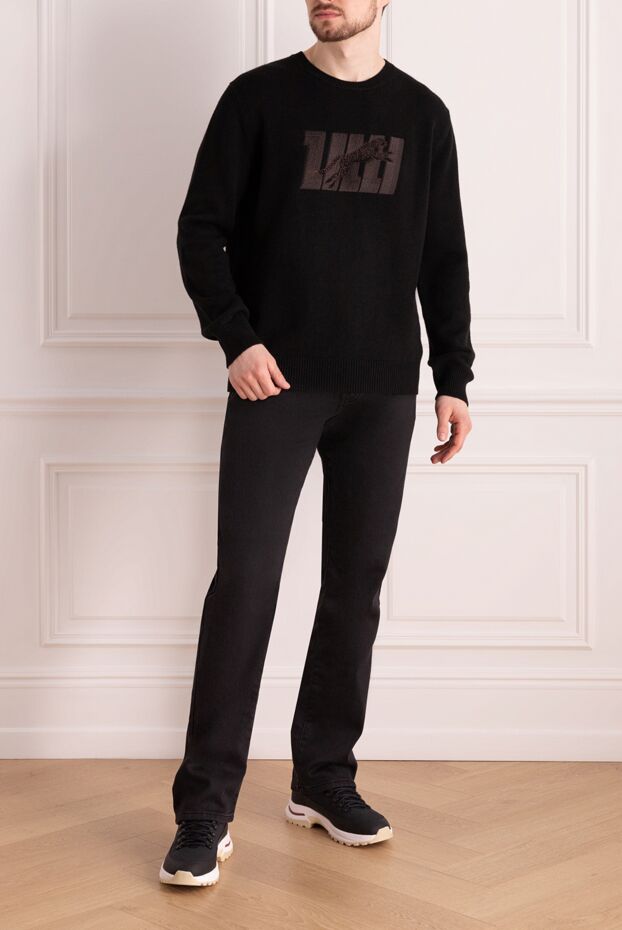 Zilli black cashmere jumper with branded print for men 167399 - photo 2