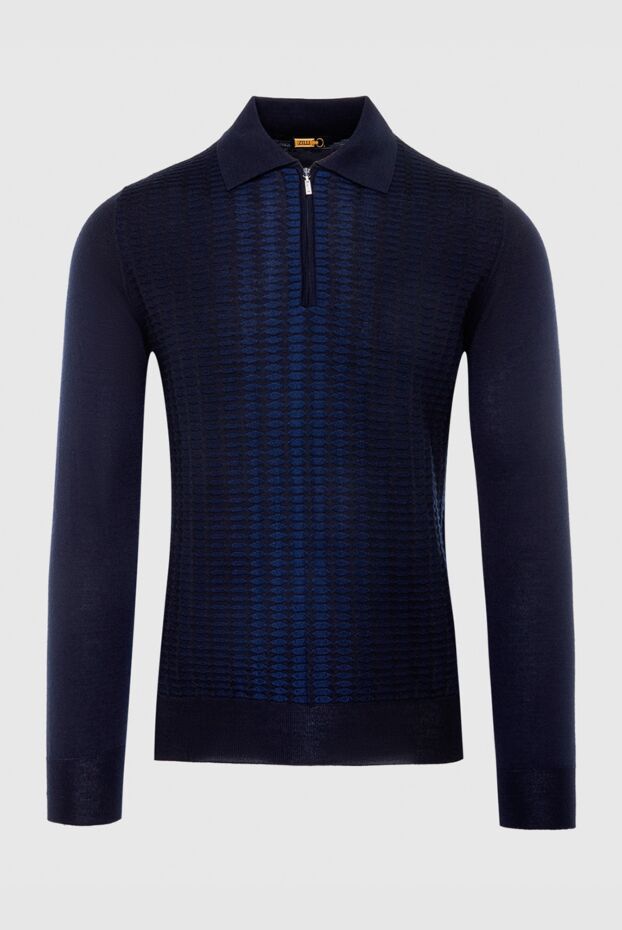 Zilli men's long sleeve dark blue polo shirt with gradient pattern 167473 - photo 1