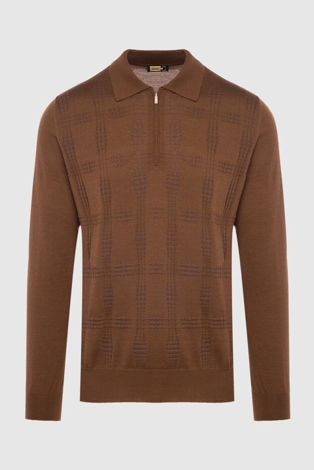 Zilli men's long sleeve brown polo shirt with textured pattern 167491 - photo 1
