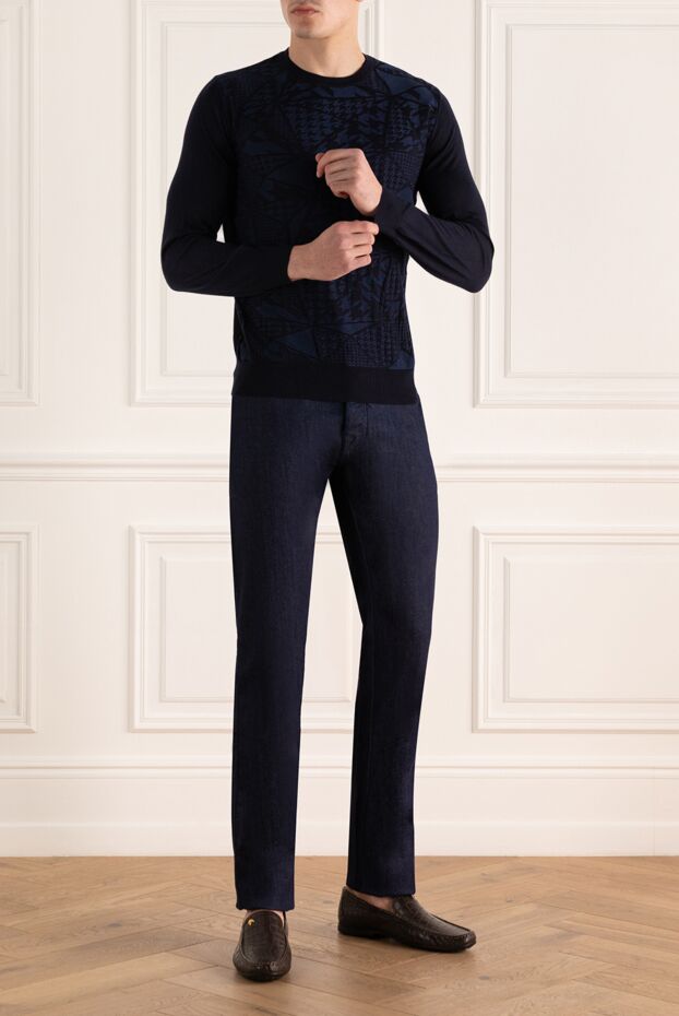 Zilli blue jumper with textured geometric pattern for men 167518 - photo 2