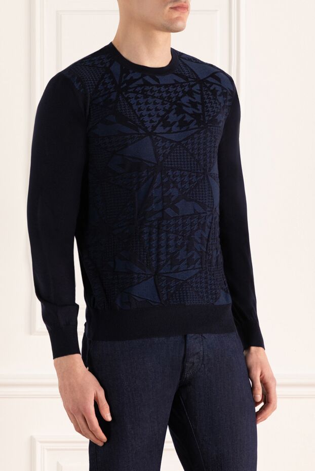 Zilli blue jumper with textured geometric pattern for men 167518 - photo 3