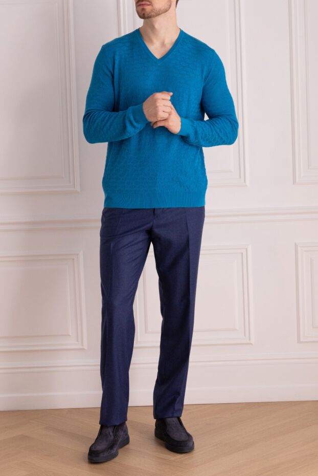 Zilli patterned blue jumper with metal brand emblem on the back for men 167534 - photo 2