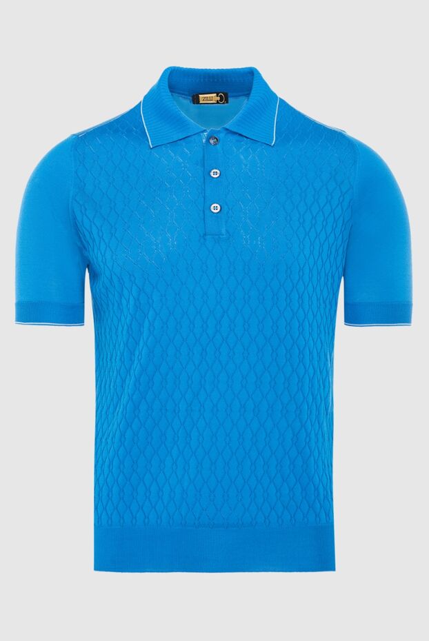 Zilli blue embossed polo shirt with crocodile leather for men 167541 - photo 1