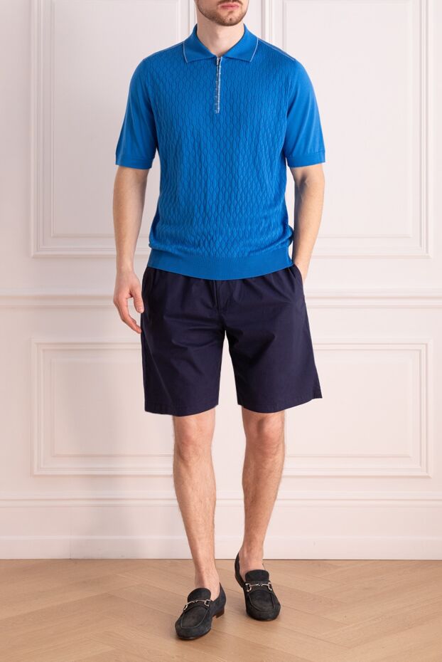 Zilli blue embossed polo shirt with crocodile leather for men 167541 - photo 2