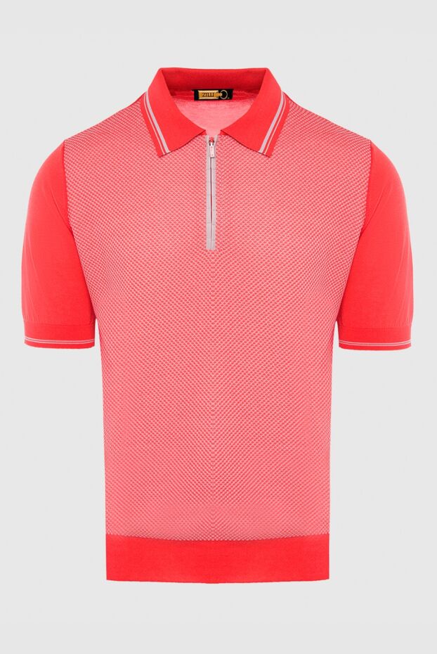 Zilli orange polo shirt with contrast pattern insert and crocodile leather for men 167549 - photo 1