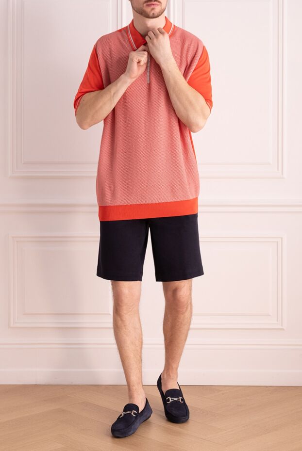 Zilli orange polo shirt with contrast pattern insert and crocodile leather for men 167549 - photo 2