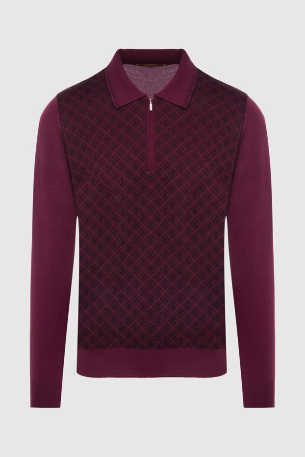 Zilli long sleeve polo shirt made of cashmere, silk and wool in burgundy with a diamond pattern
167555 - photo 1
