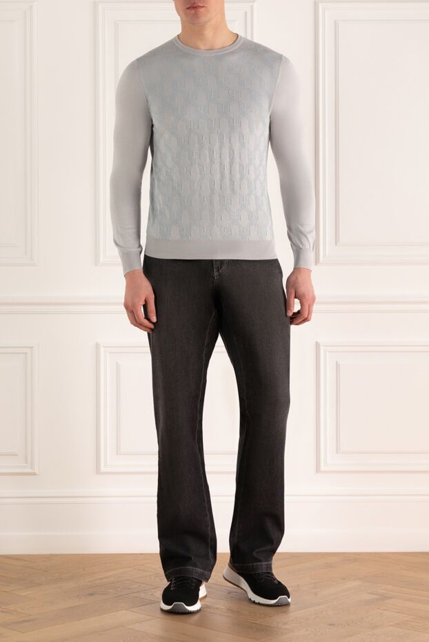 Zilli light grey jumper with textured pattern for men 167556 - photo 2