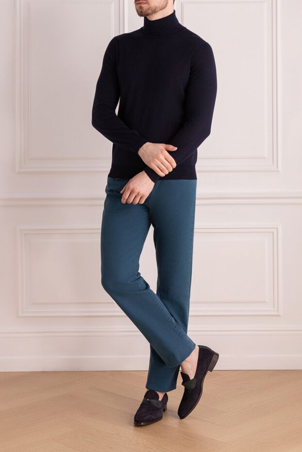 Zilli dark blue turtleneck made of cashmere and silk for men 167560 - photo 2