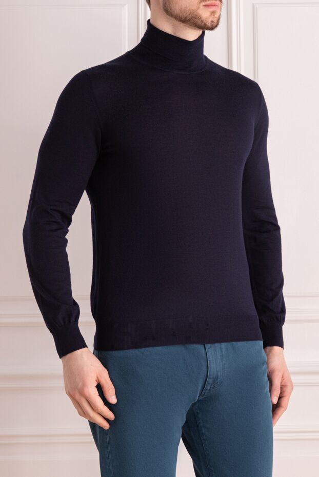 Zilli dark blue turtleneck made of cashmere and silk for men 167560 - photo 3