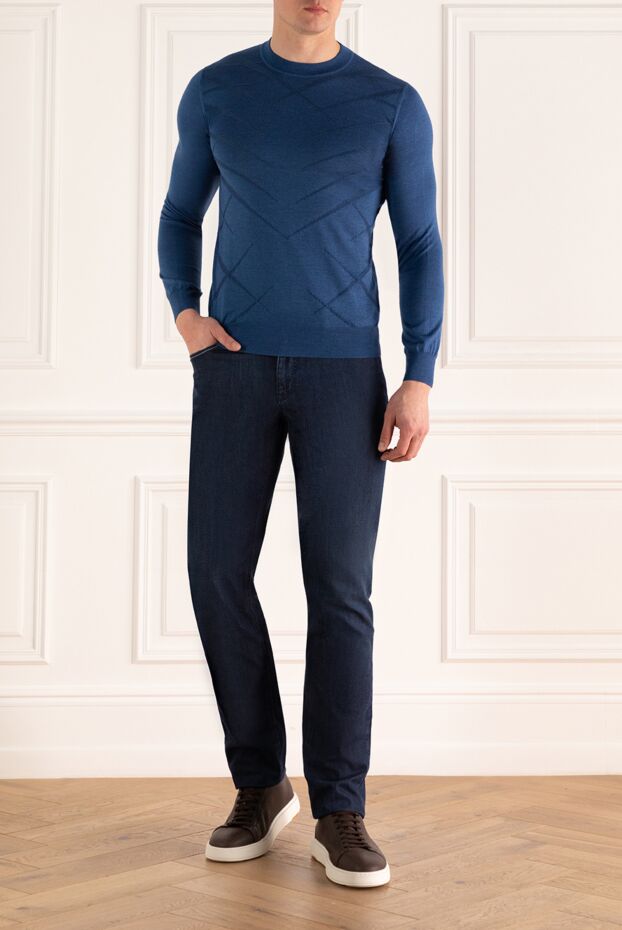 Zilli blue jumper with contrast pattern on the front for men 167574 - photo 2
