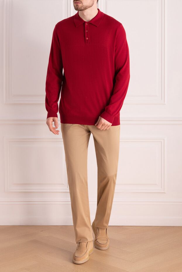 Zilli long sleeve polo from silk, cotton and crocodile leather red men's 167576 - photo 2