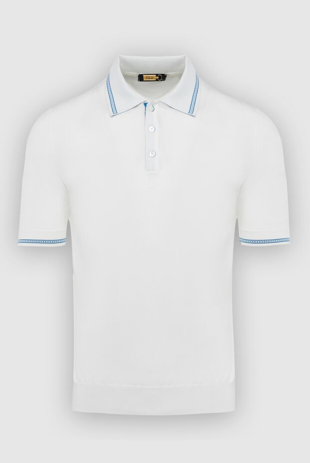 Zilli men's white polo shirt with contrasting crocodile skin inserts and smooth texture
167603 - photo 1