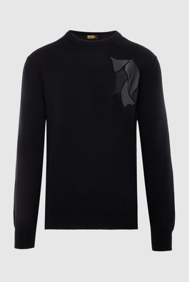 Zilli black cashmere jumper decorated with leather inserts for men 167607 - photo 1