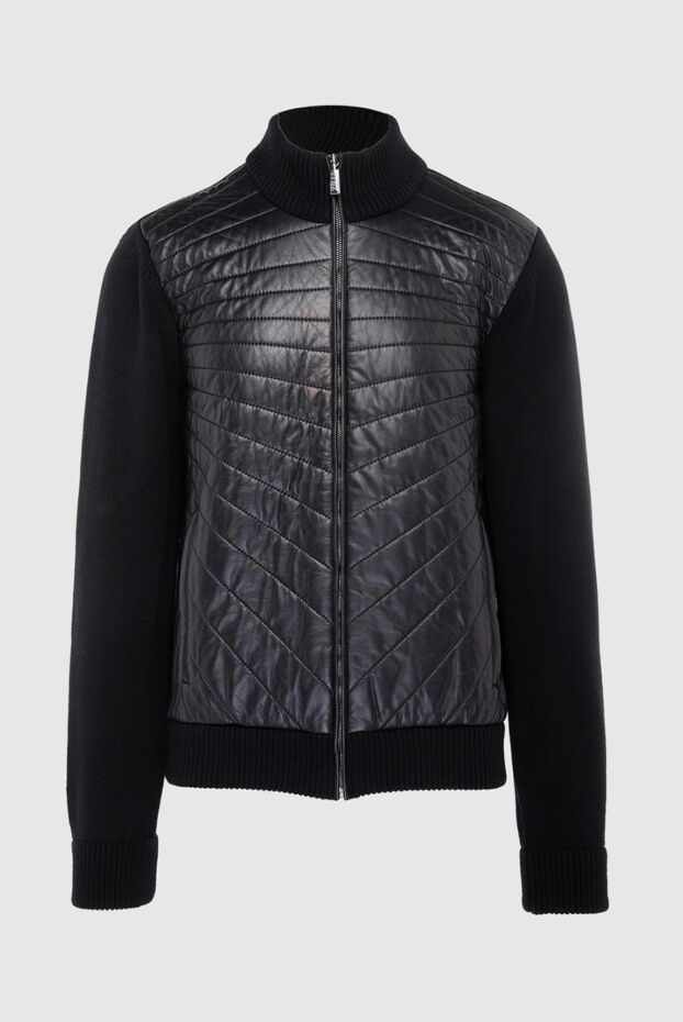 Zilli cardigan for men made of cashmere and genuine leather black 167616 - photo 1