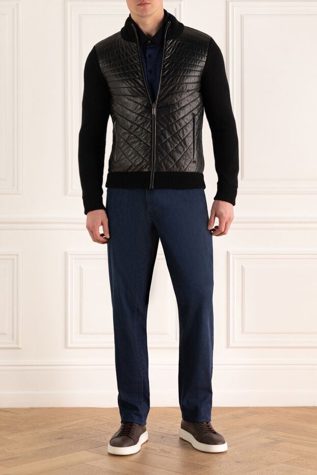Zilli cardigan for men made of cashmere and genuine leather black 167616 - photo 2