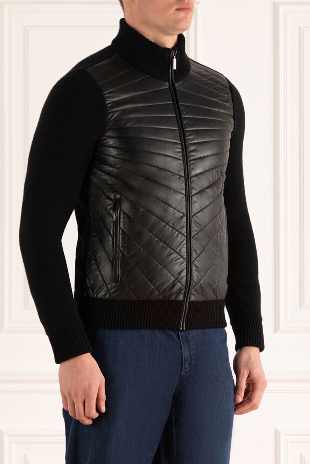 Zilli cardigan for men made of cashmere and genuine leather black 167616 - photo 3