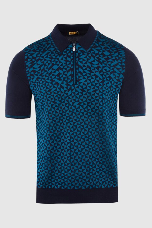 Zilli dark blue polo shirt with contrasting geometric print for men 167623 - photo 1
