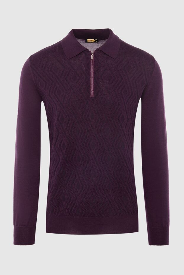 Men's maroon polo shirt with zip and crocodile skin inserts
- photo 1