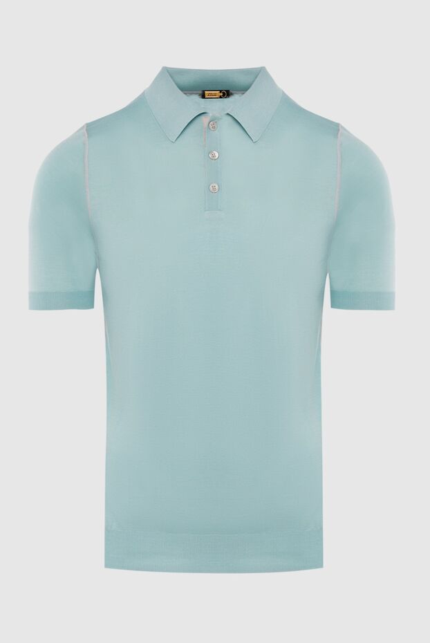 Zilli polo from silk, bamboo and crocodile leather blue men's 167664 - photo 1