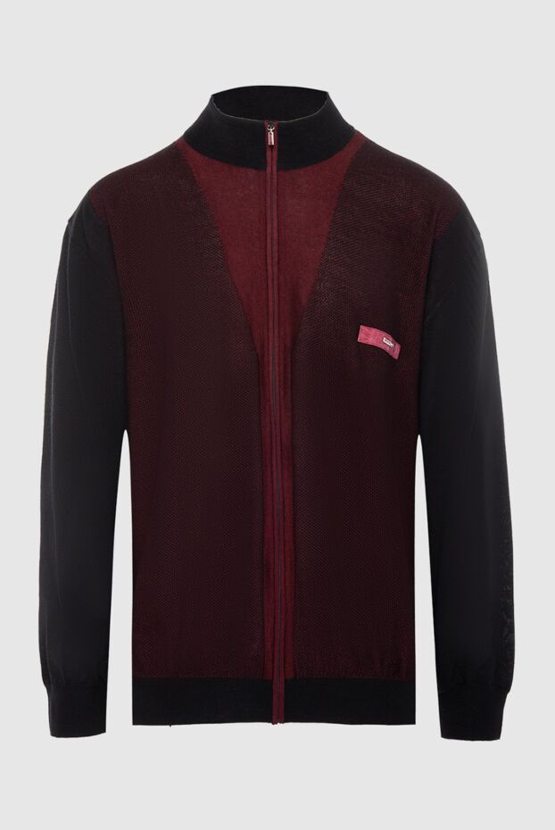 Zilli men’s burgundy cardigan with contrast inserts and brand logo patch 167810 - photo 1