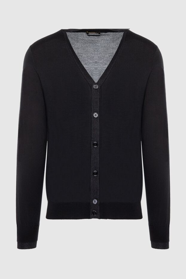 Zilli men’s black cardigan with v-neck, buttons and contrast piping 167817 - photo 1
