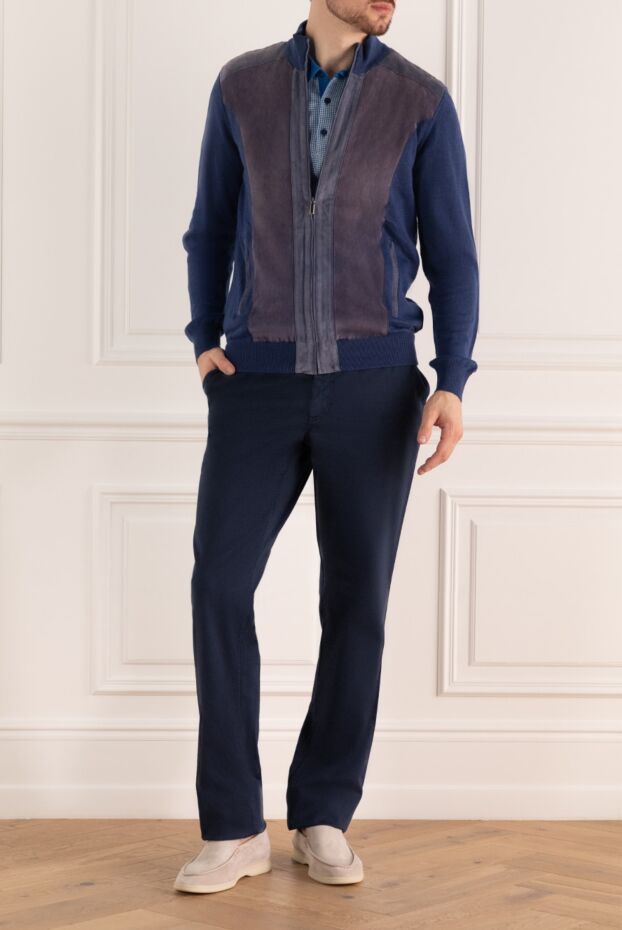 Zilli cardigan for men made of linen, cashmere and silk blue 167825 - photo 2