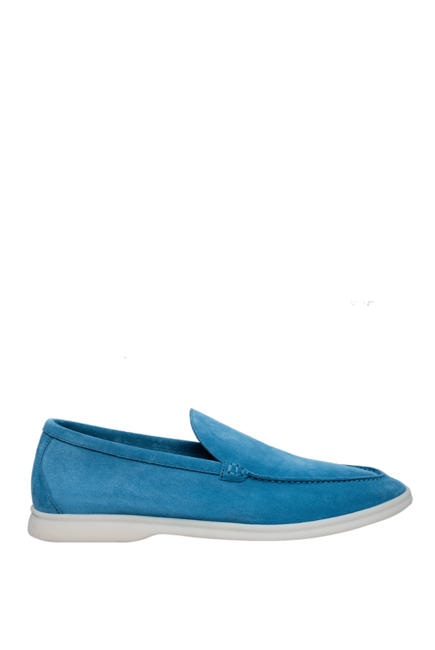 Bright blue suede slippers with white soles for men
- photo 1