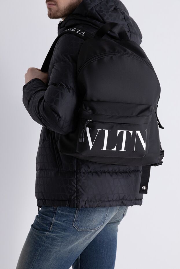 Valentino логотипі және алдыңғы қалтасы бар ерлерге арналған нейлон рюкзак
 167863 - фото 3