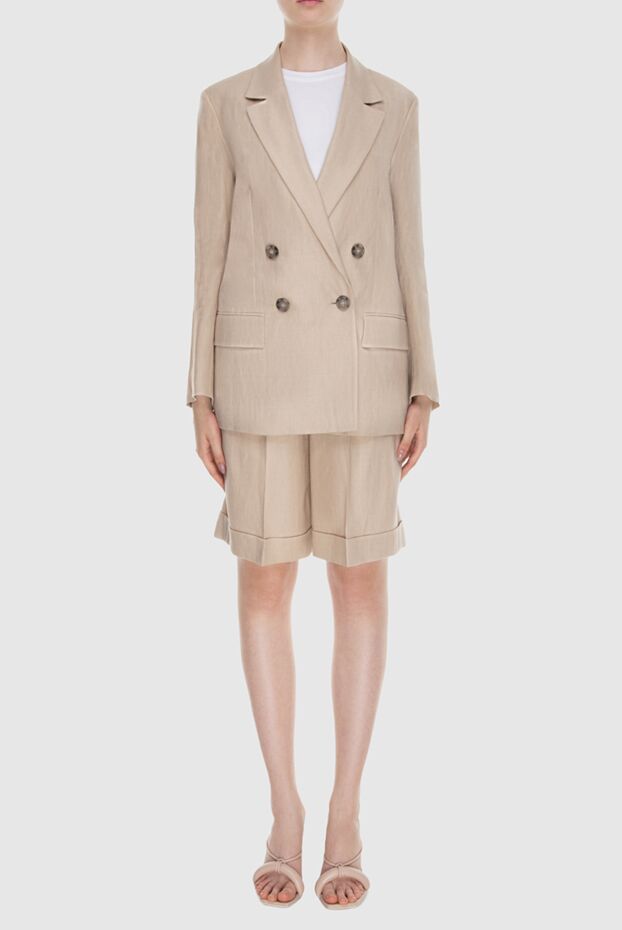 Peserico beige cotton and viscose suit with shorts for women 167890 - photo 3