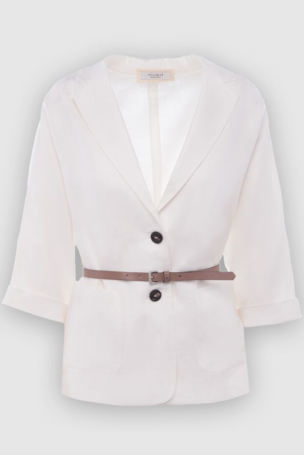 White jacket with belt made of cotton and viscose
- photo 1