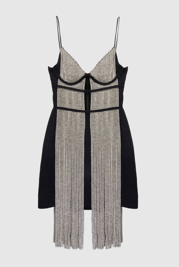 Mini black dress with crystal tassels women's - photo 1