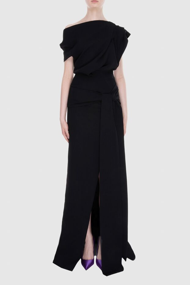 Maticevski maxi dress made of dense crepe with draping and high slit on the skirt black 167966 - photo 2