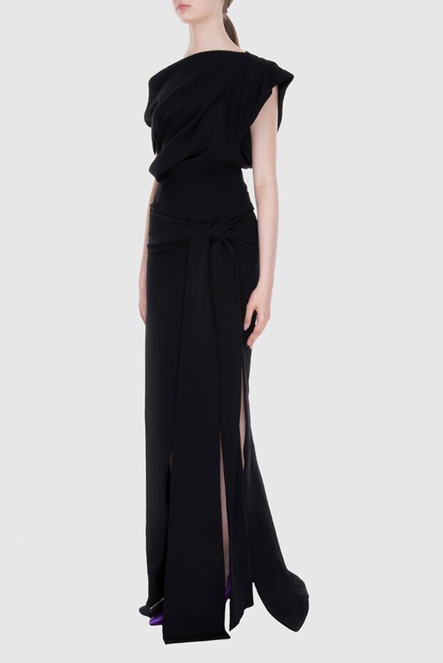 Maticevski maxi dress made of dense crepe with draping and high slit on the skirt black 167966 - photo 3