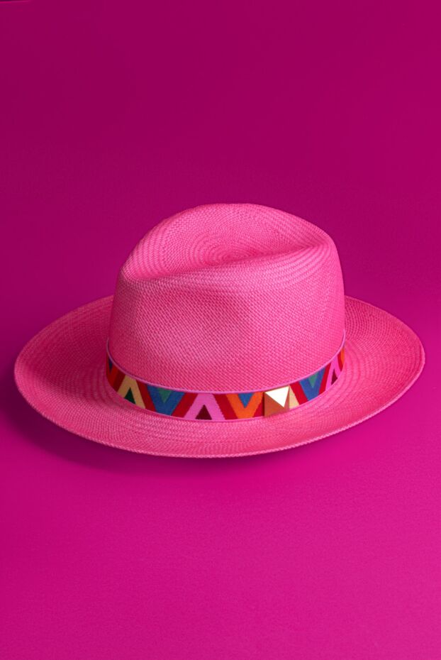 Valentino women's cotton pink hat with multicolored ribbon 168160 - photo 2