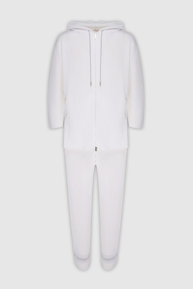 Panicale white women's cotton suit with zip, hood and decorative stitching 168282 - photo 1