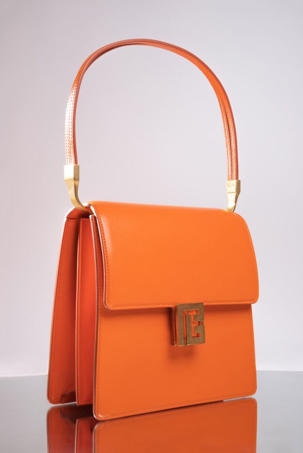 Balmain сумка женская кожаная ярко-оранжевая 168346 - фото 2