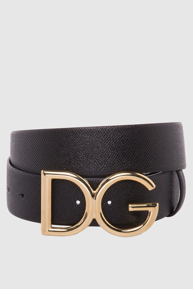 Dolce & Gabbana қара түсті әйелдер белбеуі логотипі бар текстуралы былғарыдан жасалған 168398 - фото 1