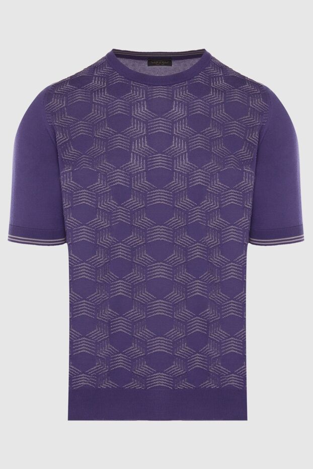 Cesare di Napoli purple silk short-sleeve jumper with contrast pattern for men 168418 - photo 1