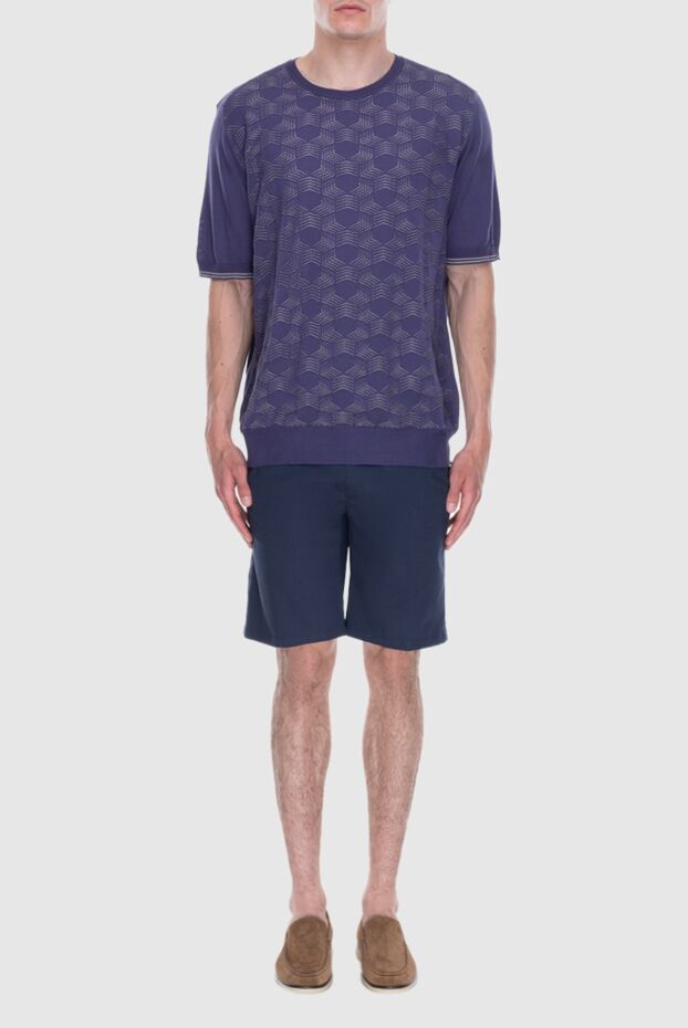 Cesare di Napoli purple silk short-sleeve jumper with contrast pattern for men 168418 - photo 2