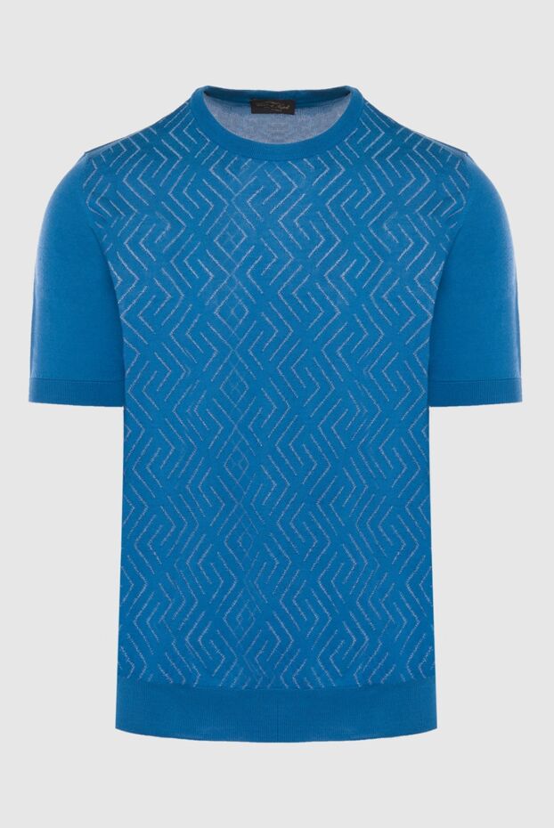 Cesare di Napoli blue silk short-sleeve jumper with pattern for men 168426 - photo 1